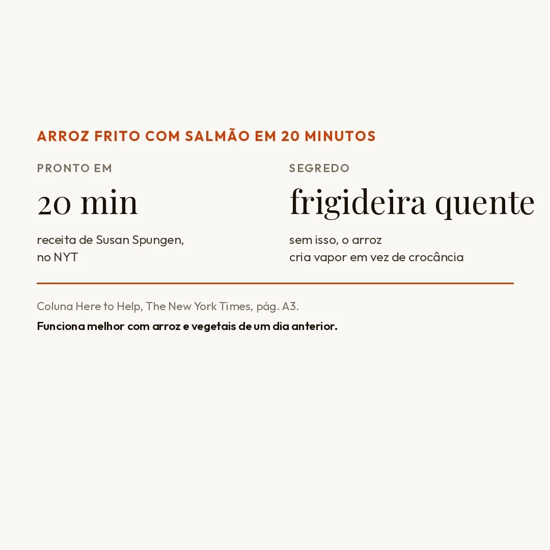 A técnica por trás do arroz frito com salmão de 20 minutos que o NYT recomenda para aproveitar sobras